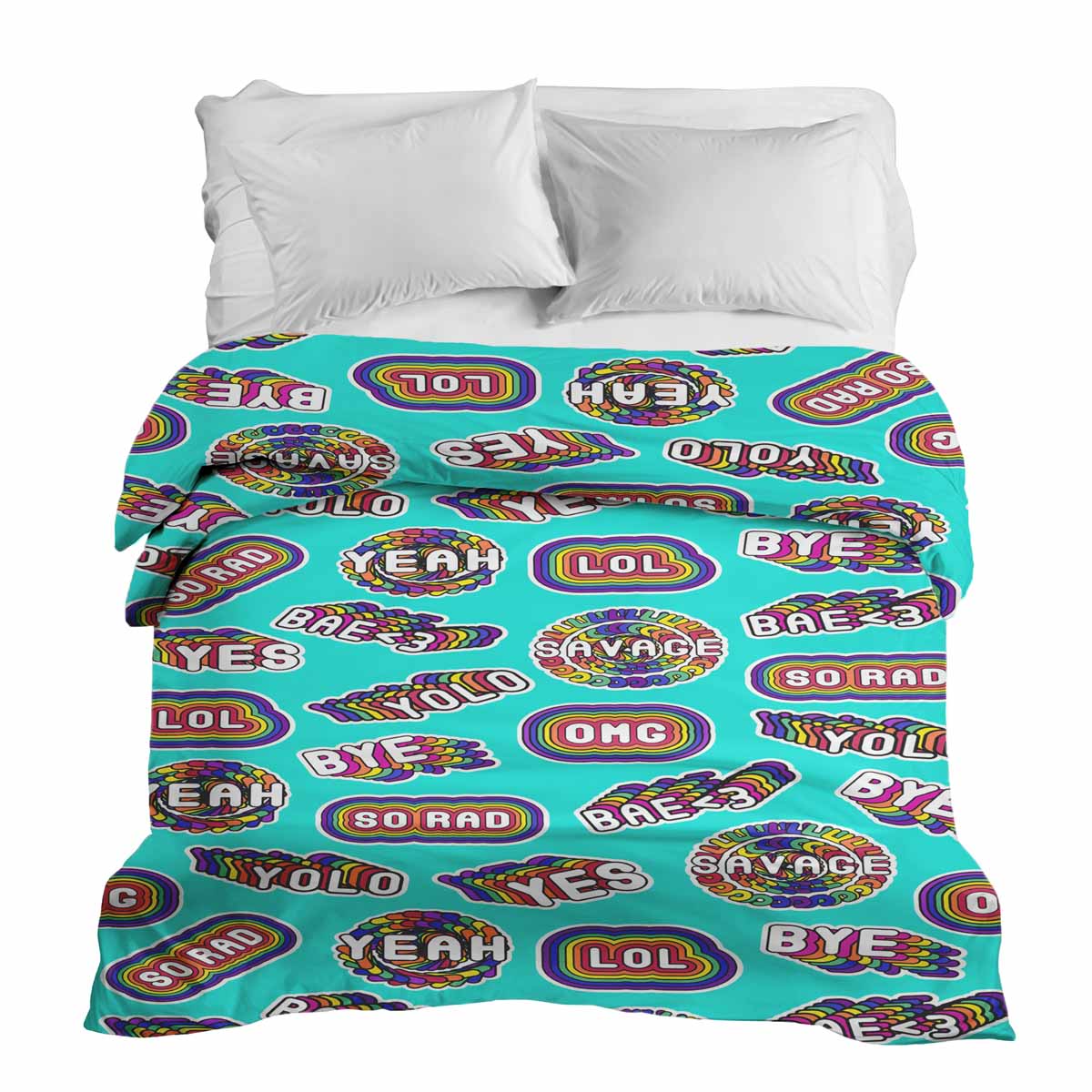 Manta terapéutica original - Funda de algodón turquesa con frases