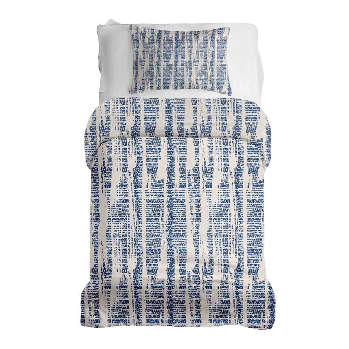 Set de ropa de cama con manta terapéutica y patrón azul