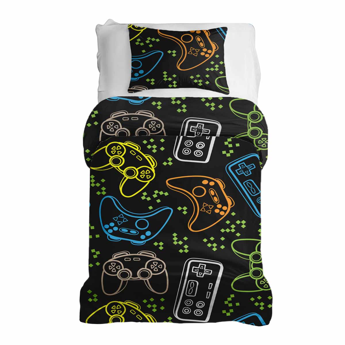 Juego de ropa de cama para terapia con mantas negro con consolas de juegos