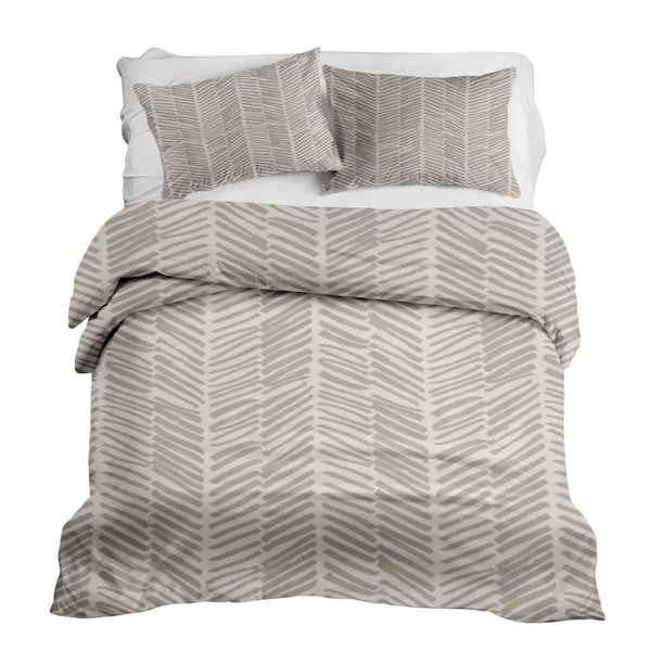 Juego de ropa de cama con manta terapéutica beige con rayas