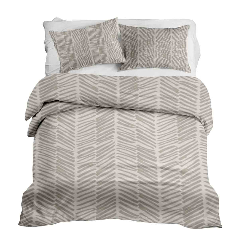 Juego de ropa de cama con manta terapéutica beige con rayas