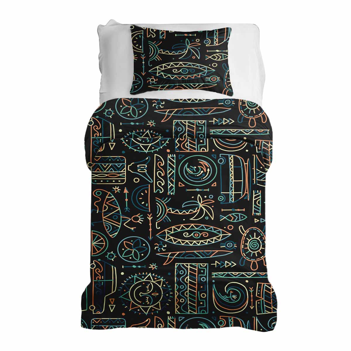 Set de ropa de cama con manta terapéutica con patrón hawaiano verde