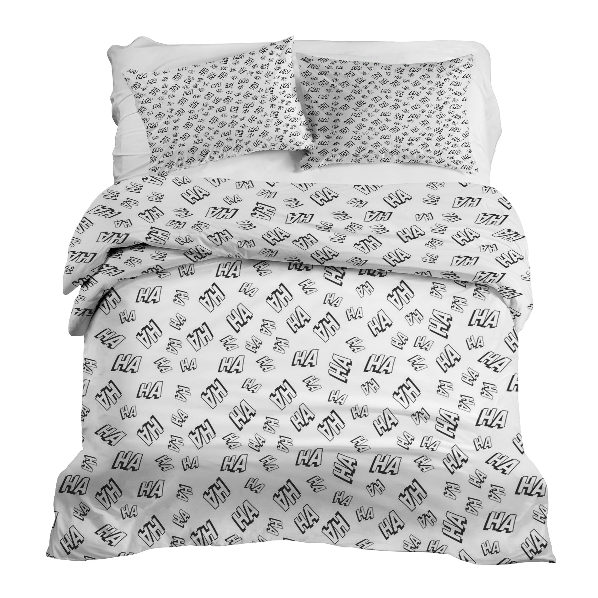 Set de ropa de cama con manta terapéutica blanca Ha Ha