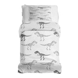Juego de ropa de cama con manta terapéutica blanca con esqueleto de dinosaurio