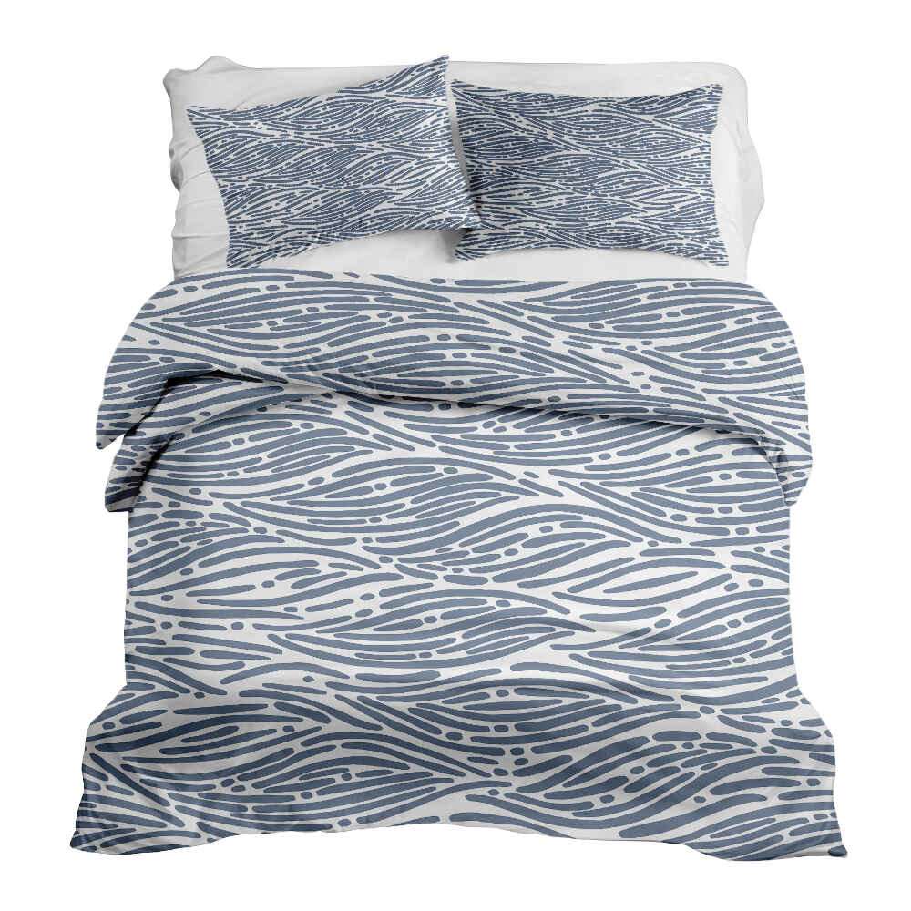 Set de ropa de cama con manta terapéutica patrón ondulado azul
