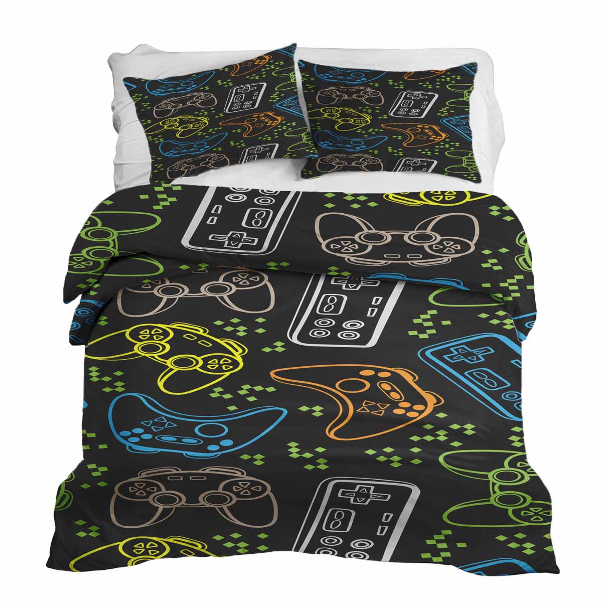 Juego de ropa de cama para terapia con mantas negro con consolas de juegos