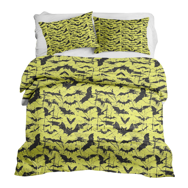 Set de ropa de cama con manta terapéutica amarillo murciélago