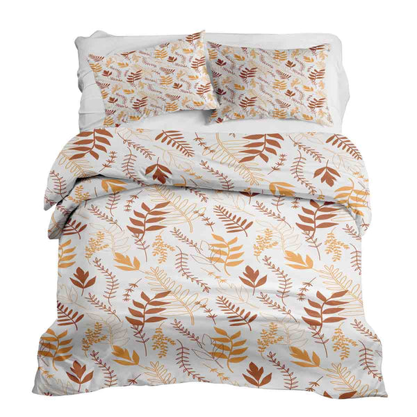 Juego de ropa de cama con mantas terapéuticas blancas con ramas otoñales