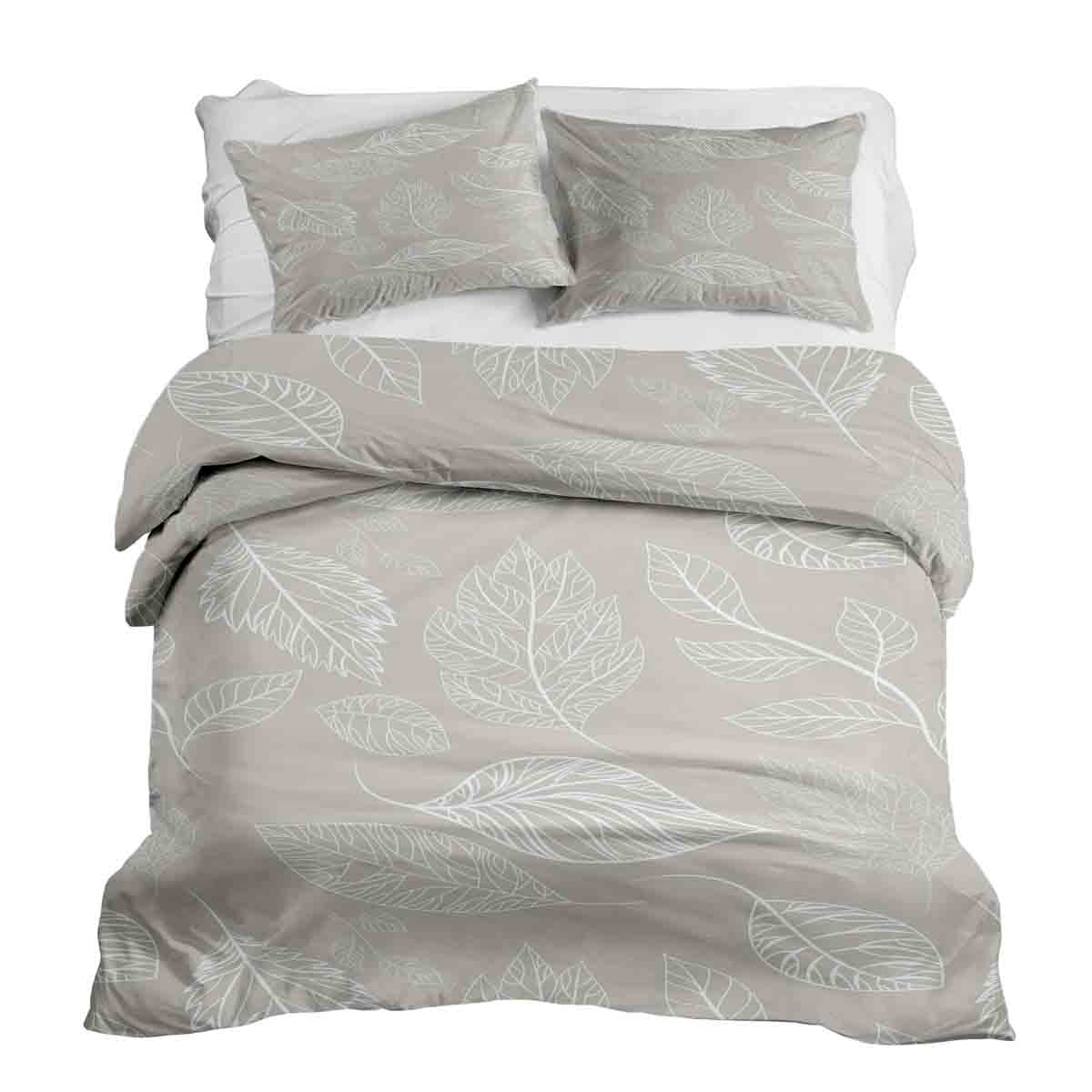 Set de ropa de cama con manta terapéutica beige con hojas claras