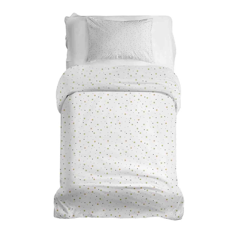 Juego de ropa de cama con manta terapéutica blanca con estrellas y puntos