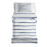 Set de ropa de cama con mantas terapéuticas y rayas horizontales azules