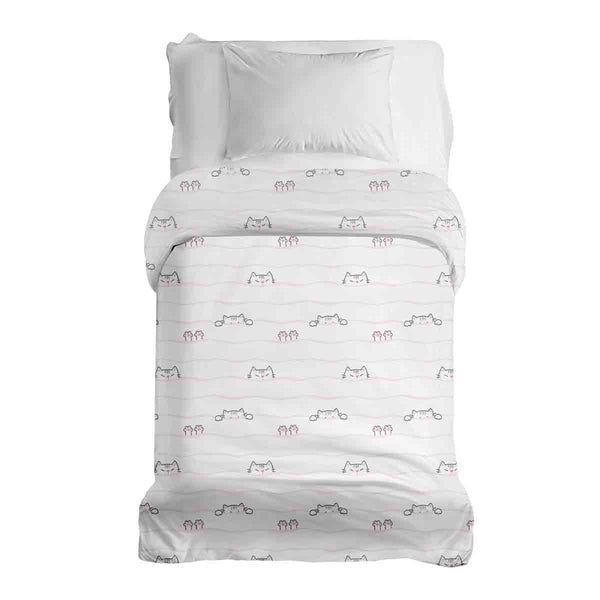 Manta terapéutica original - Funda de algodón blanca con pequeños gatos