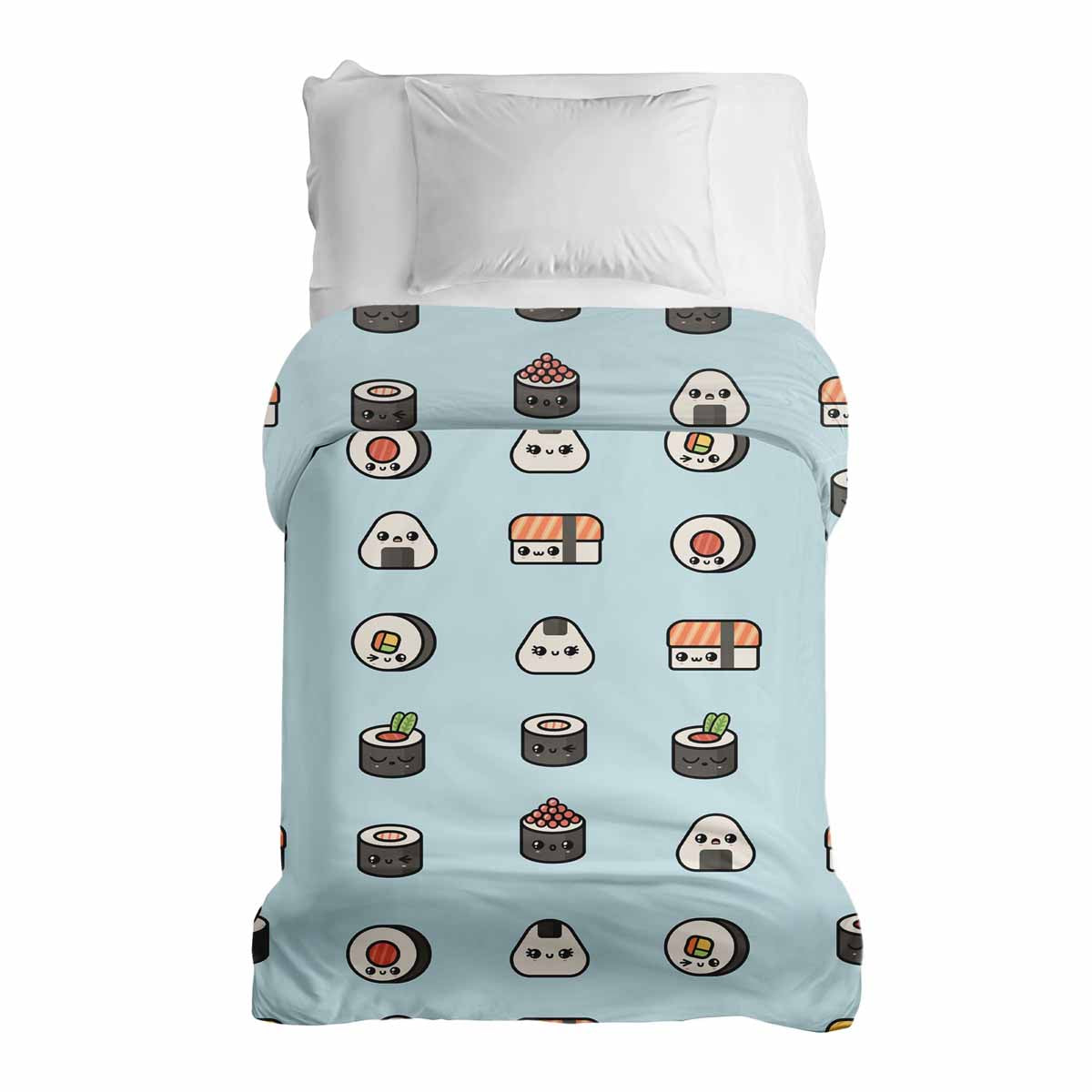 Manta terapéutica original - Funda de algodón azul claro con sushi