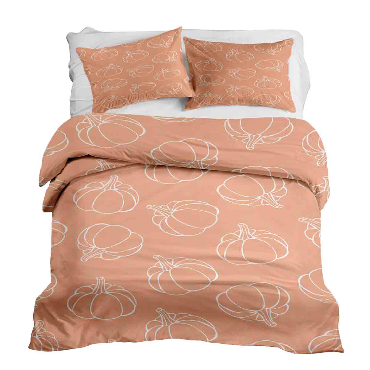 Set de ropa de cama con manta terapéutica naranja con calabaza