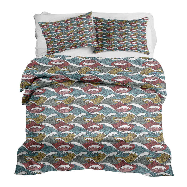 Set de ropa de cama con mantas terapéuticas y rompeolas coloridos