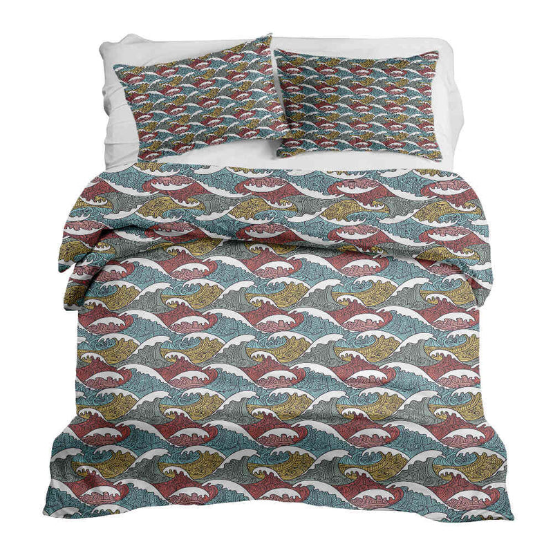 Set de ropa de cama con mantas terapéuticas y rompeolas coloridos