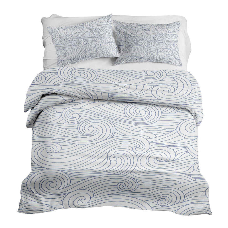 Juego de ropa de cama con manta terapéutica ondas azules