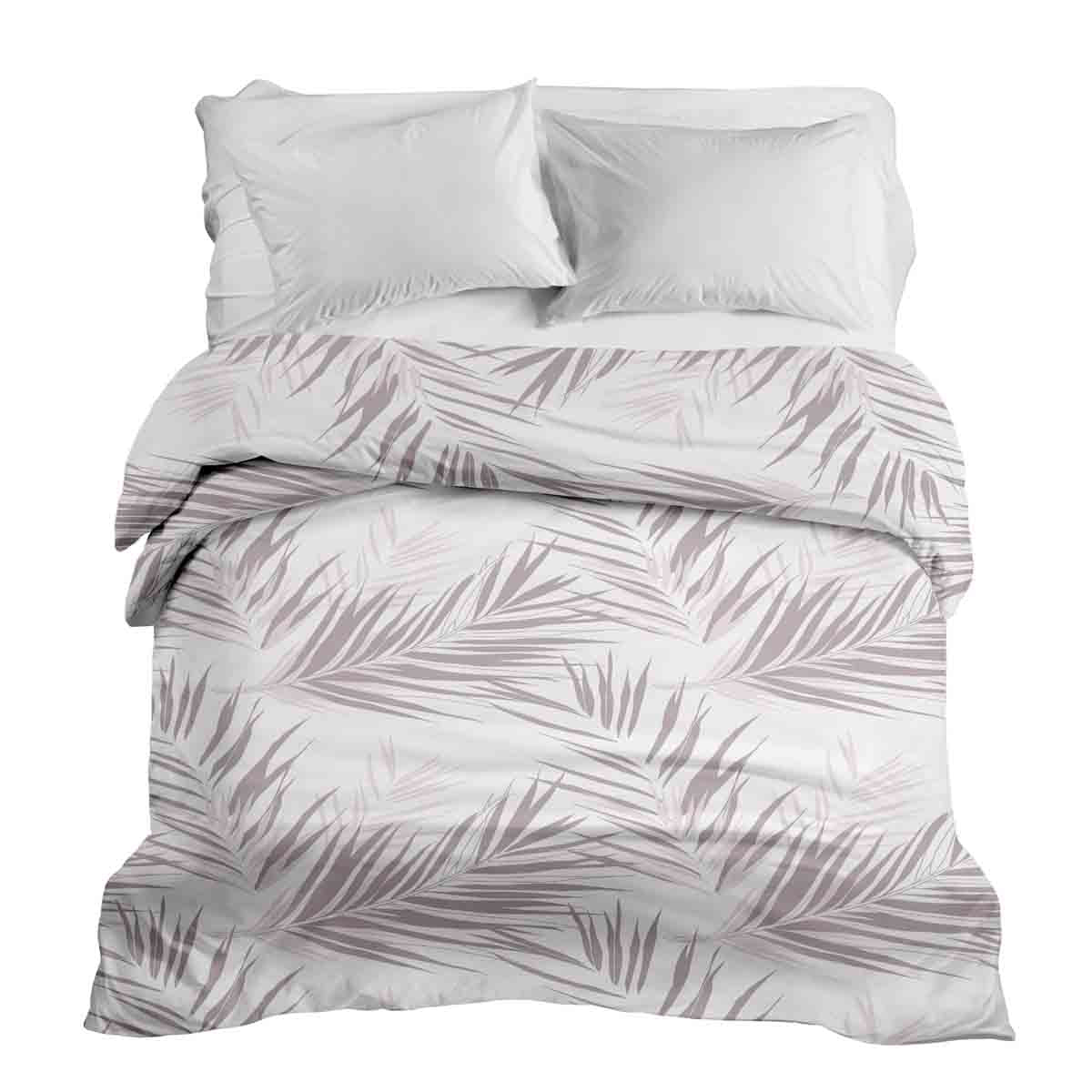 Manta terapéutica original - Funda de algodón blanca con hojas moradas