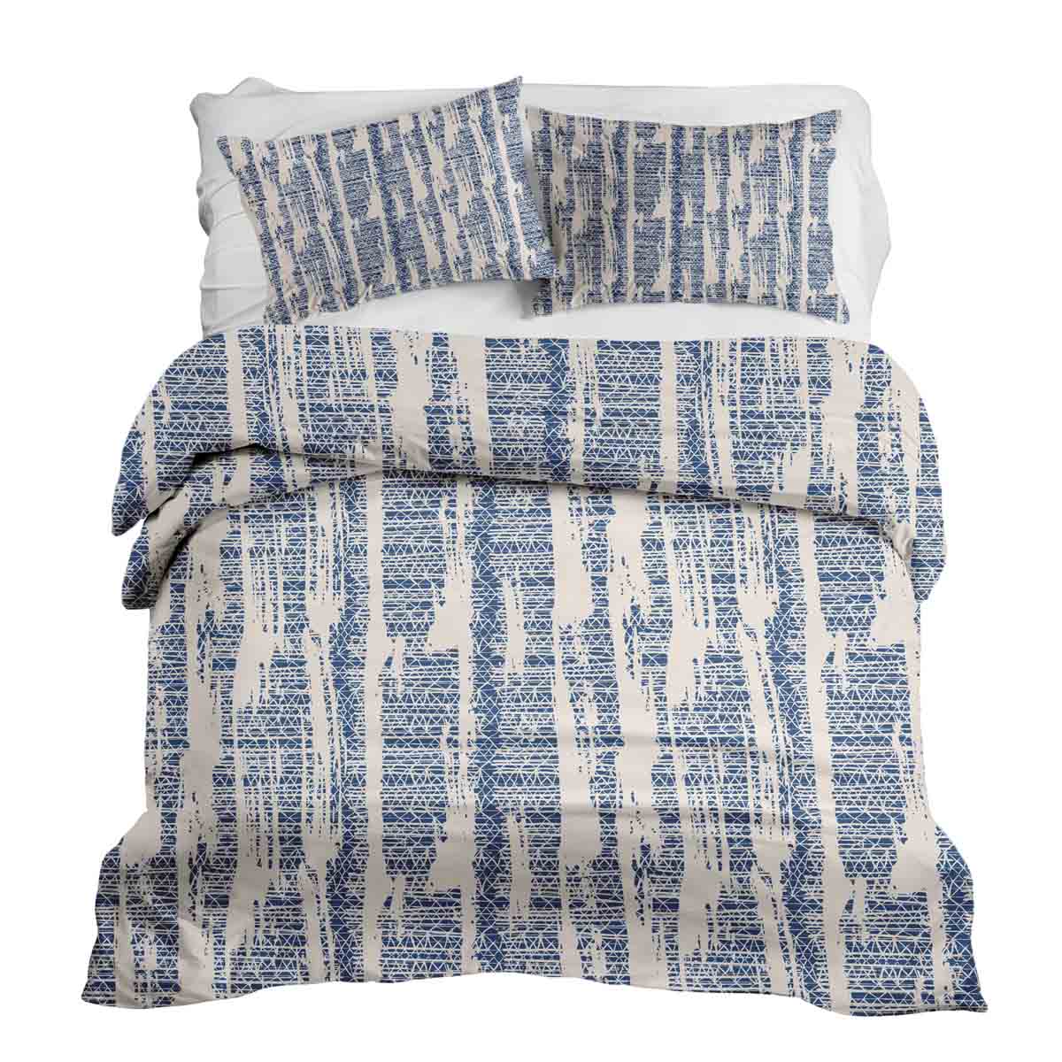 Set de ropa de cama con manta terapéutica y patrón azul