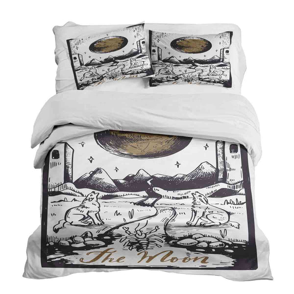 Set de ropa de cama con manta terapéutica Lobo y Luna