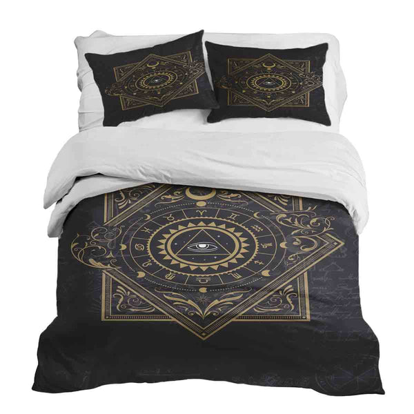 Set de ropa de cama con manta terapéutica negro místico mandala