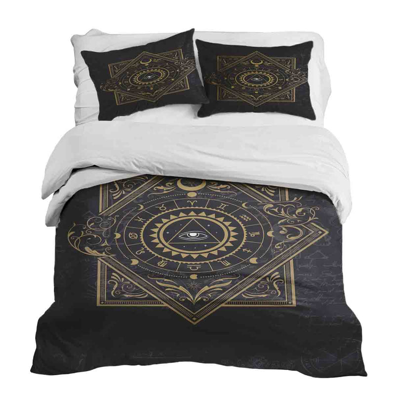 Set de ropa de cama con manta terapéutica negro místico mandala