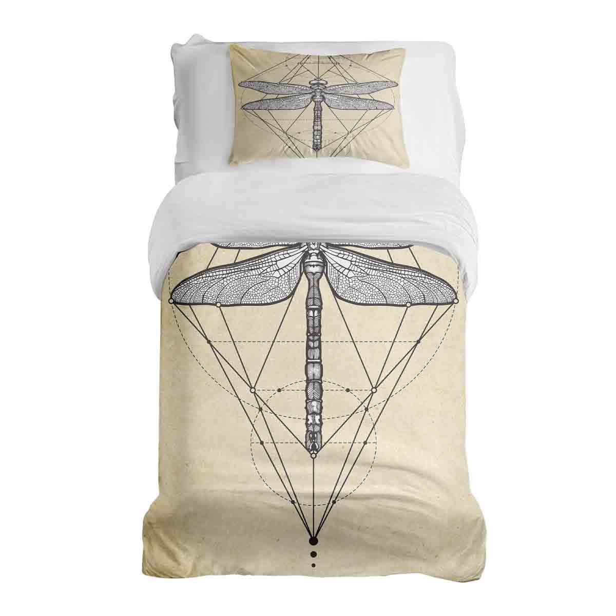 Set de ropa de cama con manta terapéutica amarillo con libélula