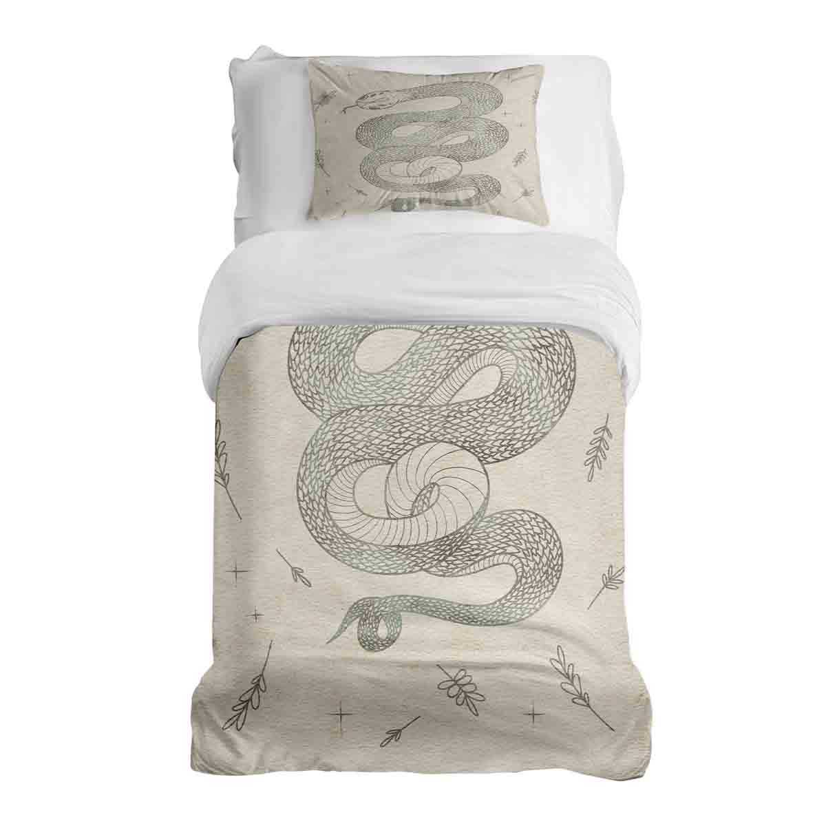 Juego de ropa de cama beige con serpiente de mantas terapéuticas