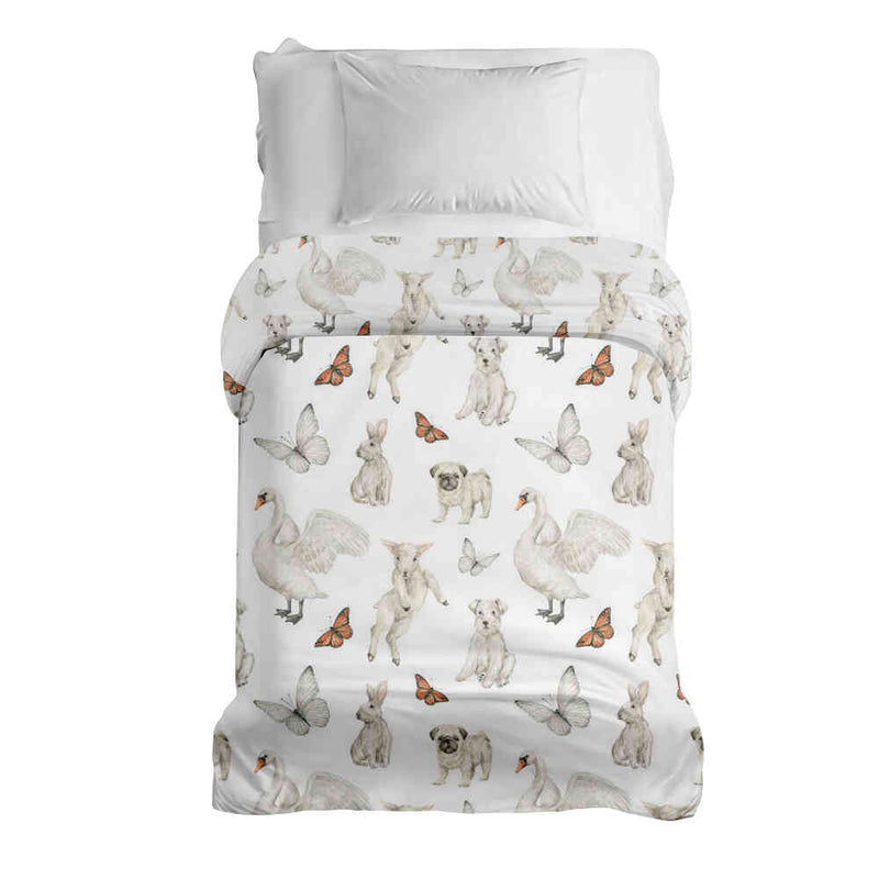 Manta terapéutica original - Funda de algodón blanca con animales adorables