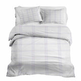 Set de ropa de cama con mantas terapéuticas blanco con rayas moradas