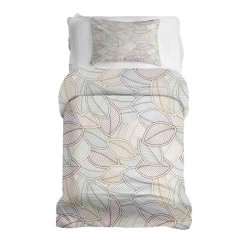 Juego de ropa de cama con mantas terapéuticas y hojas de palma coloridas