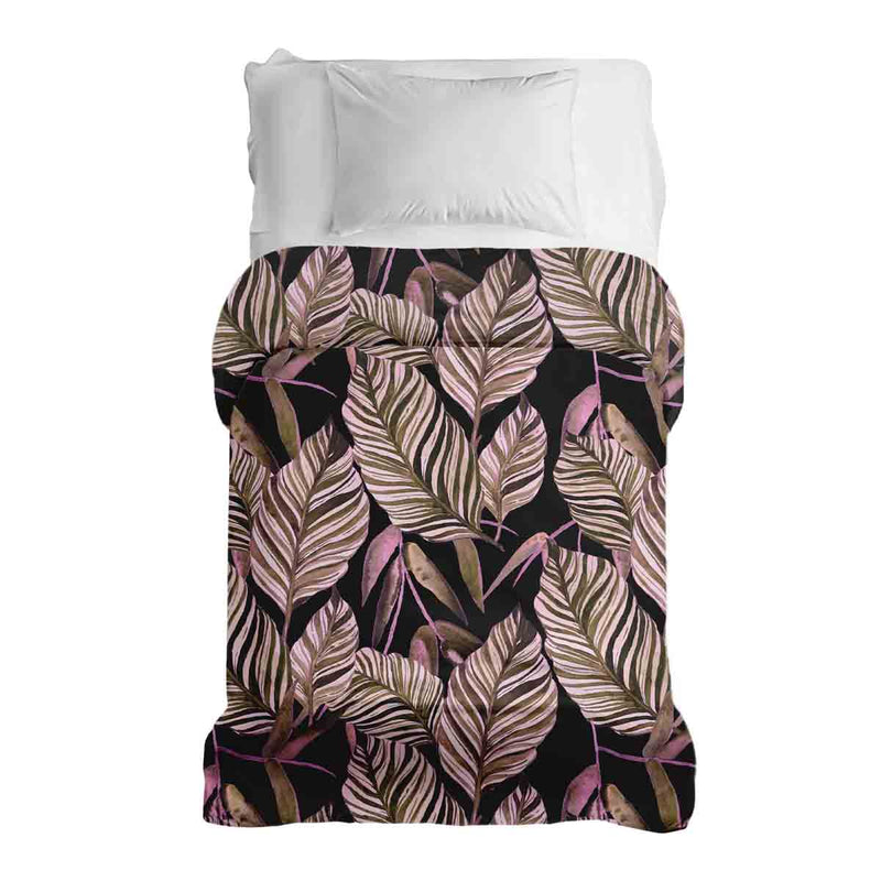 Manta terapéutica original - Funda de algodón negra con hojas moradas