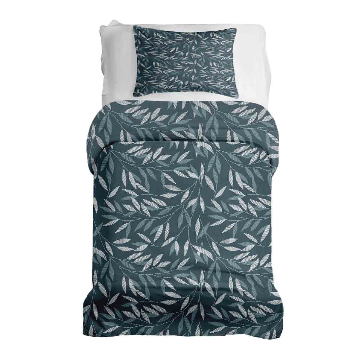 Set de ropa de cama con mantas terapéuticas y ramas azules
