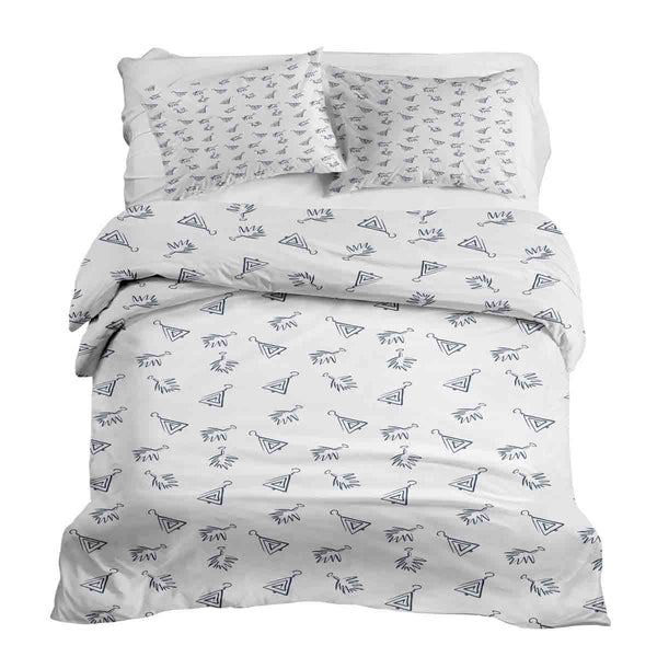 Juego de ropa de cama de mantas terapéuticas blancas con pendientes bohemios