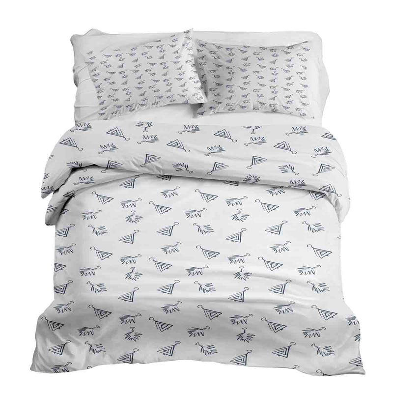 Juego de ropa de cama de mantas terapéuticas blancas con pendientes bohemios