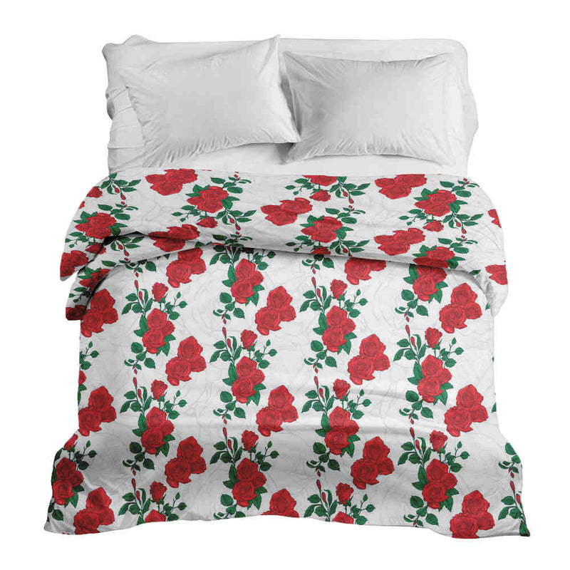 Manta terapéutica original - Funda de algodón blanca con arbusto de rosas