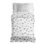 Set de ropa de cama con mantas terapéuticas blancas con puntos y árboles