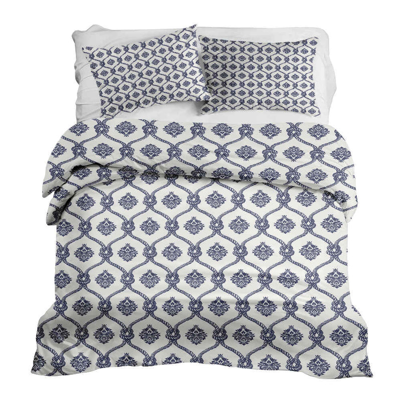 Juego de ropa de cama con manta terapéutica patrón marinero azul