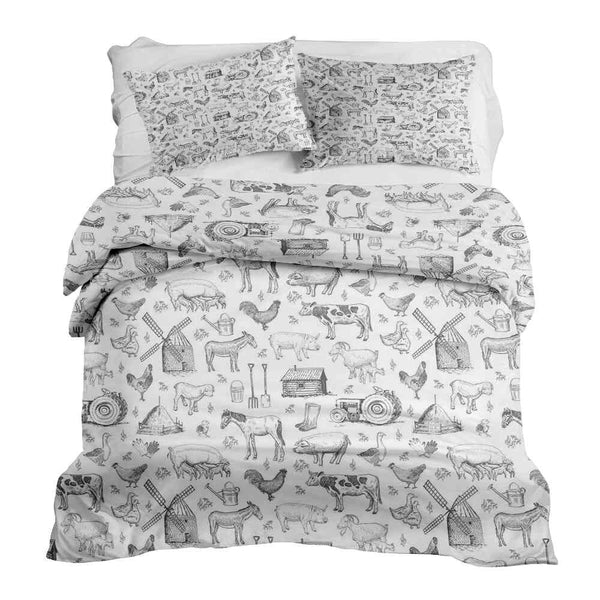 Set de ropa de cama con manta terapéutica gris granja