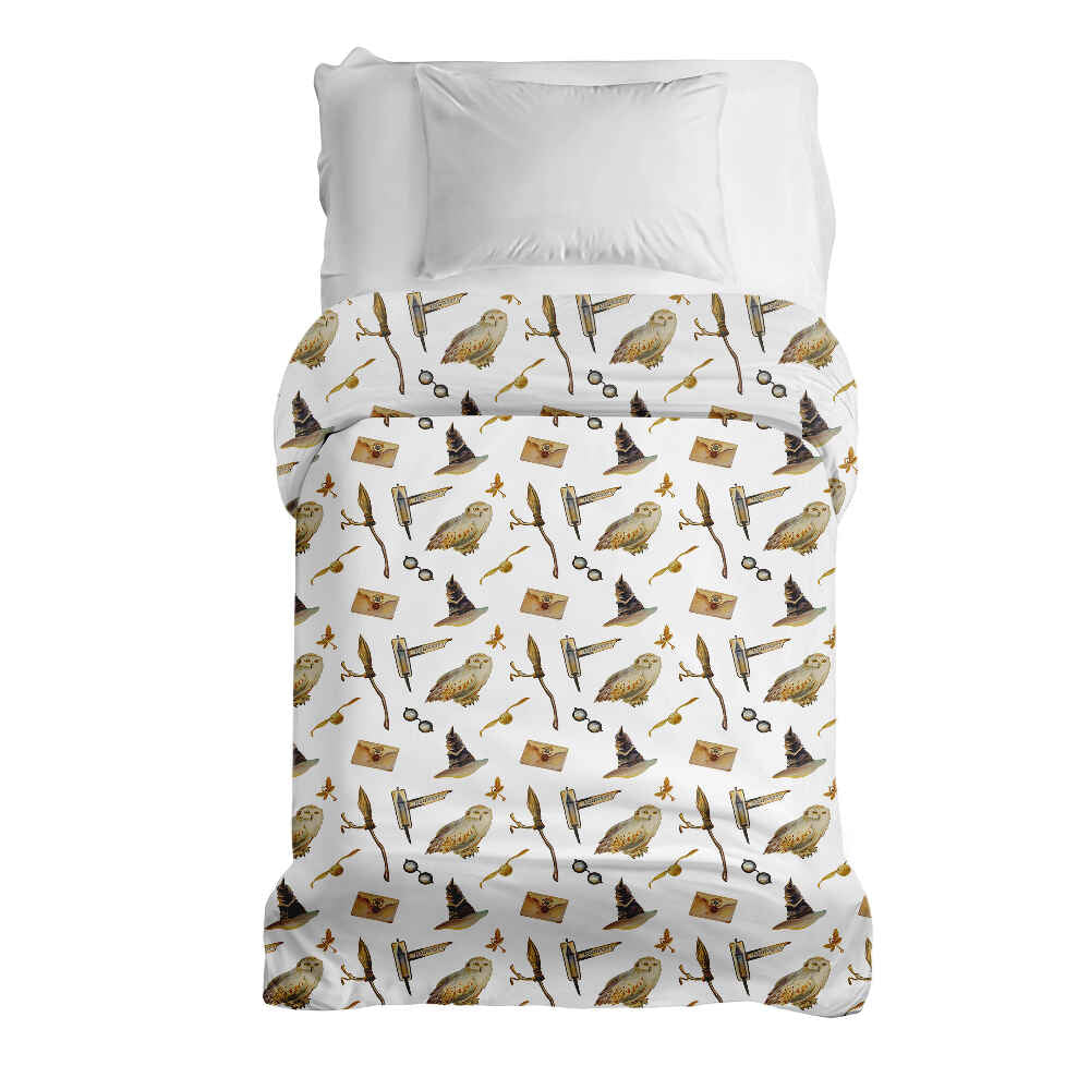 Manta terapéutica original - Funda de algodón blanca con búhos