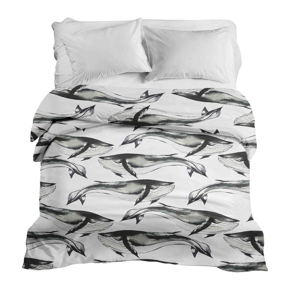 Manta terapéutica original - Funda de algodón ballena azul negra