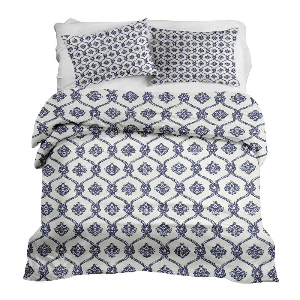 Set de ropa de cama con manta terapéutica patrón marinero azul