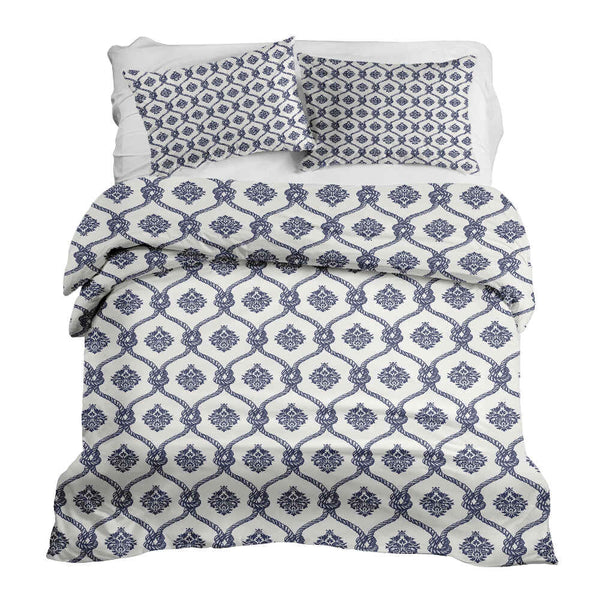 Juego de ropa de cama con manta terapéutica patrón marinero azul