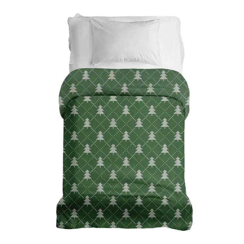 Manta terapéutica original - Funda de algodón verde con abetos