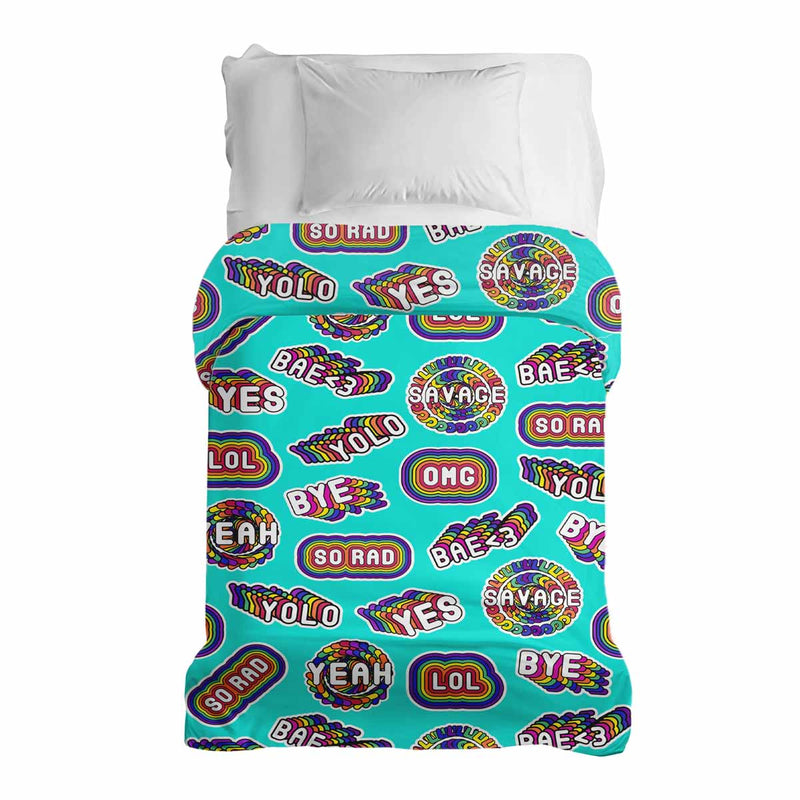 Manta terapéutica original - Funda de algodón turquesa con frases