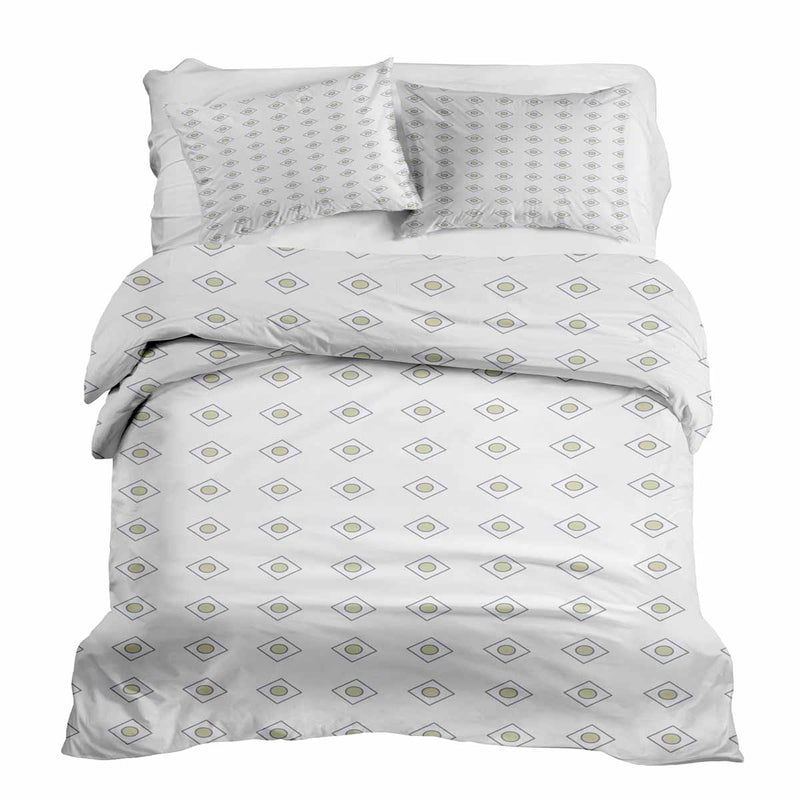 Juego de ropa de cama con manta terapéutica blanca con círculos verdes