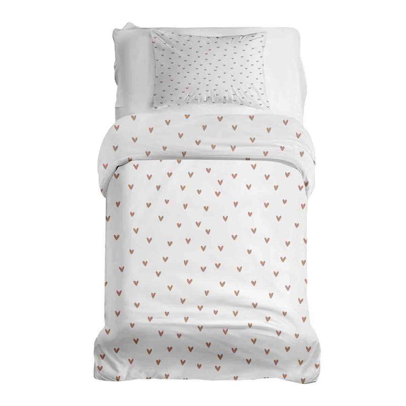 Set de ropa de cama con manta terapéutica blanca con corazones