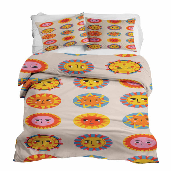 Juego de ropa de cama con manta terapéutica beige con sol