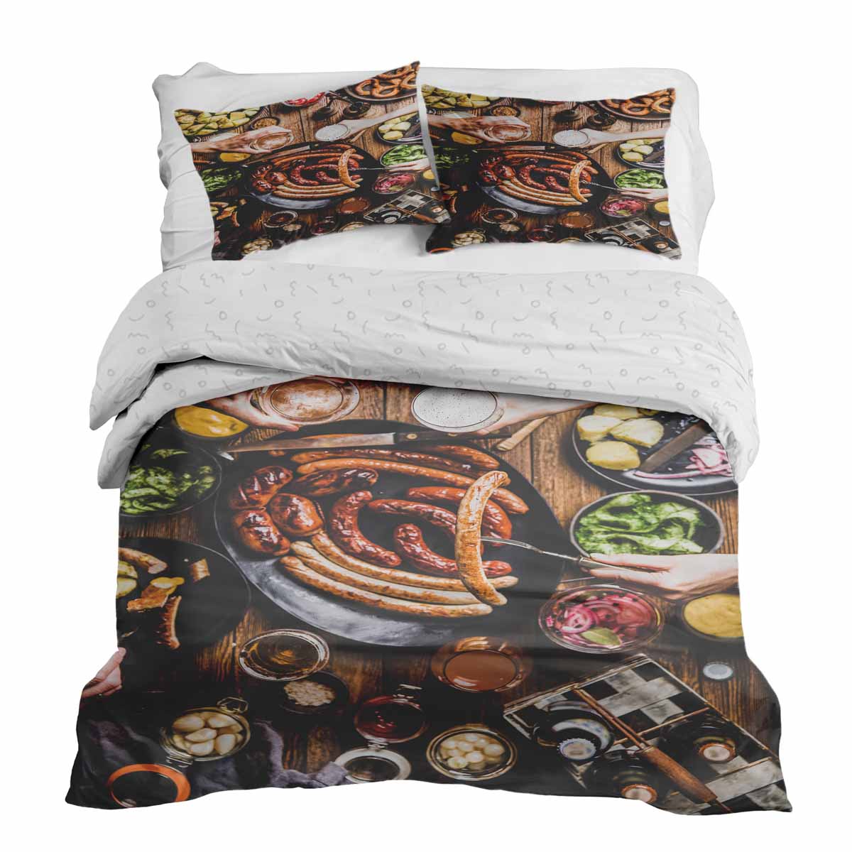 Set de ropa de cama con manta terapéutica y plato para salchichas