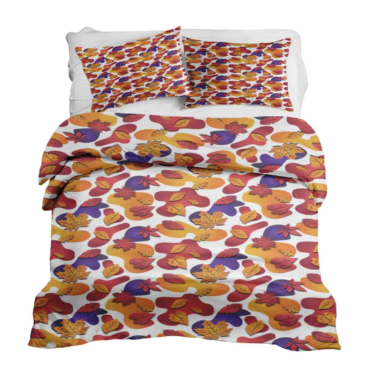 Set de ropa de cama con mantas terapéuticas y manchas de colores